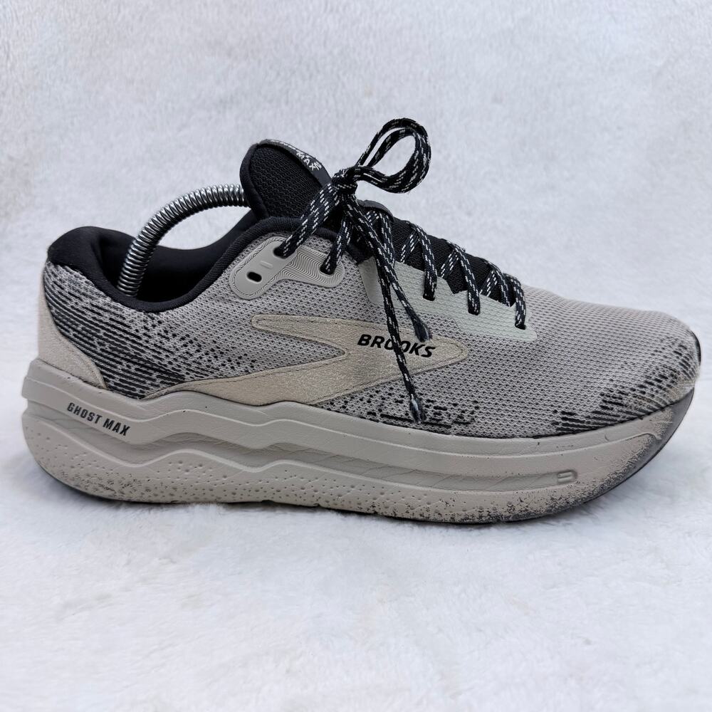 Brooks Ghost Max 2 Mens Running Shoes Pelican Black Size 10 Cushioned Sneakers